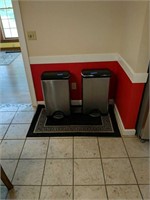 Pair Of Trash Cans With Rug