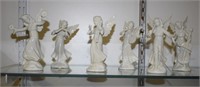 Six Glazed Dresden Angel Figurines