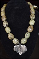 Stone Necklace w/ Sterling Silver Pendant