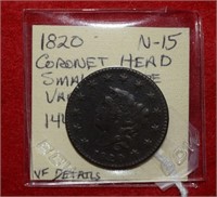 1820 Large Cent, Coronet Head, Small Date