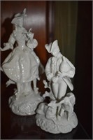 Vtg Dresden Shepherdess & Shepherd Figurines