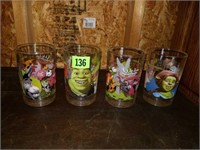 Set of 4 Vintage Shrek Glasses