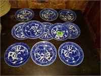Lot of 11 Blue Willow Saucers Japan