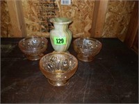 Estate lot Marble Vase and Iris Depression Glass