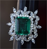 Sterling Silver Ring w/ Emerald Doublet Gemstone