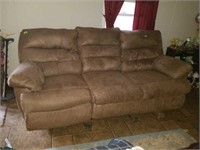 Suede Style Couch with recliner on each end