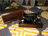Antique Singer sewing machine in case