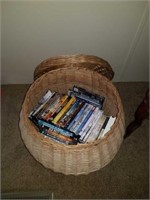 Wicker basket with lid and movies