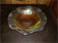 Large Iris Herringbone Depression Glass Bowl