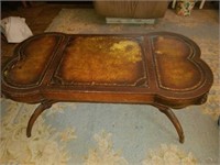 Antique Wooden Leather Top  Coffee Table