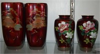 Two Pairs of Vtg Oriental Vases