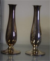 Pair of Antique Silver Bud Vases Marked 800