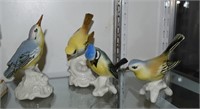 Set of Four Vtg Hand Glazed Dresden Ceramic Birds