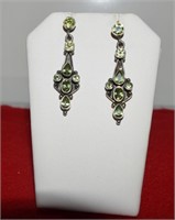 Sterling Silver & Peridot Dangle Pierced Earrings