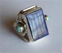 Sterling Silver Ring w/ Lapis & Turquoise