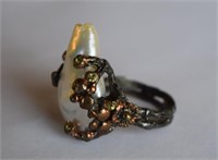 Hand Made Sterling Silver Ring w/ Baroque