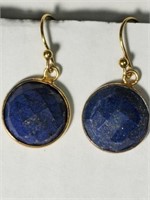 GOLD-PLATED STERLING SILVER LAPIS EARRINGS