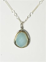 TWO-TONE STERLING SILVER CHALCEDONY