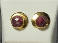 GOLD-PLATED STERLING SILVER  TREATED RUBY