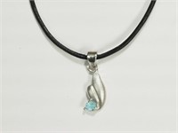 STERLING SILVER BLUE TOPAZ PENDANT WITH STERLING