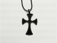 STAINLESS STEEL POLISHED BLACK CROSS NECKLACE