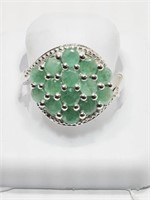 STERLING SILVER EMERALD (2.52CT) CLUSTER RING