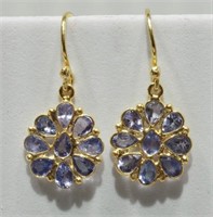 GOLD PLATED STERLING SILVER TANZANITE EARRINGS