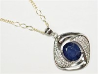SILVER SAPPHIRE (APPROX. 6CT) & CUBIC ZIRCONIA