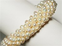 WHITE FRESH WATER PEARL KNNITTED STRETCHY