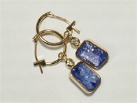 14KT. GOLD TANZANITE (4.10CT) EARRINGS WITH