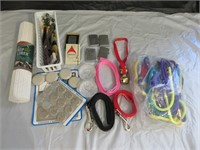 Assortment of lighters, Accudart, pet leashes