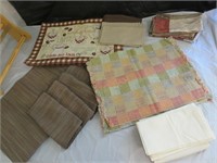 Cloth placemats & napkins, paper product rack