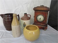 Clock, miscellaneous pottery