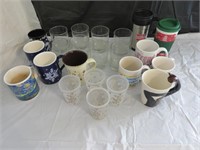 UPRR glasses, assorted mugs