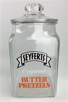 Vintage Glass Seyferts Butter Pretzels Jar
