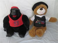 Stuffed bear and gorilla