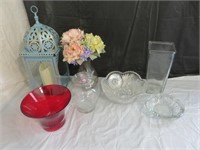 Vases, dish, glass ash tray