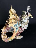 Art Pottery Dragon Oil Lamp