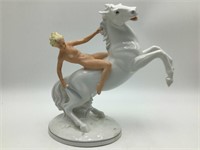 Porcelain Nude on Horseback figurine