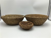 Three Early Rye Baskets