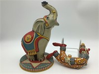 2 Vintage Unique Art Circus tin toys