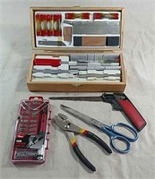 Carving Tool set in wooden case & Handy saw