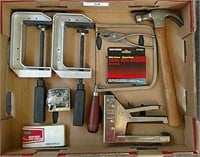 2 Craftsman 4" C clamps, Stapler & staples
