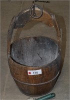 Antique Wooden Well Bucket Iron Ring - 22"t  x10"