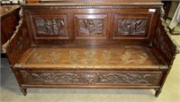 Renaissance Carved Bench With Storage