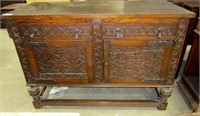 Antique Oak Buffet w Key- Rapunzel's Room S7