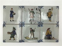 Six Hand painted Tiles