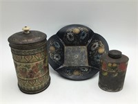 Three Early Tole ware tins