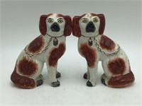 Pair Staffordshire Spaniel Figurines
