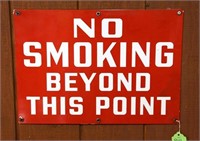 Porcelain "No Smoking Beyond This Point" Sign